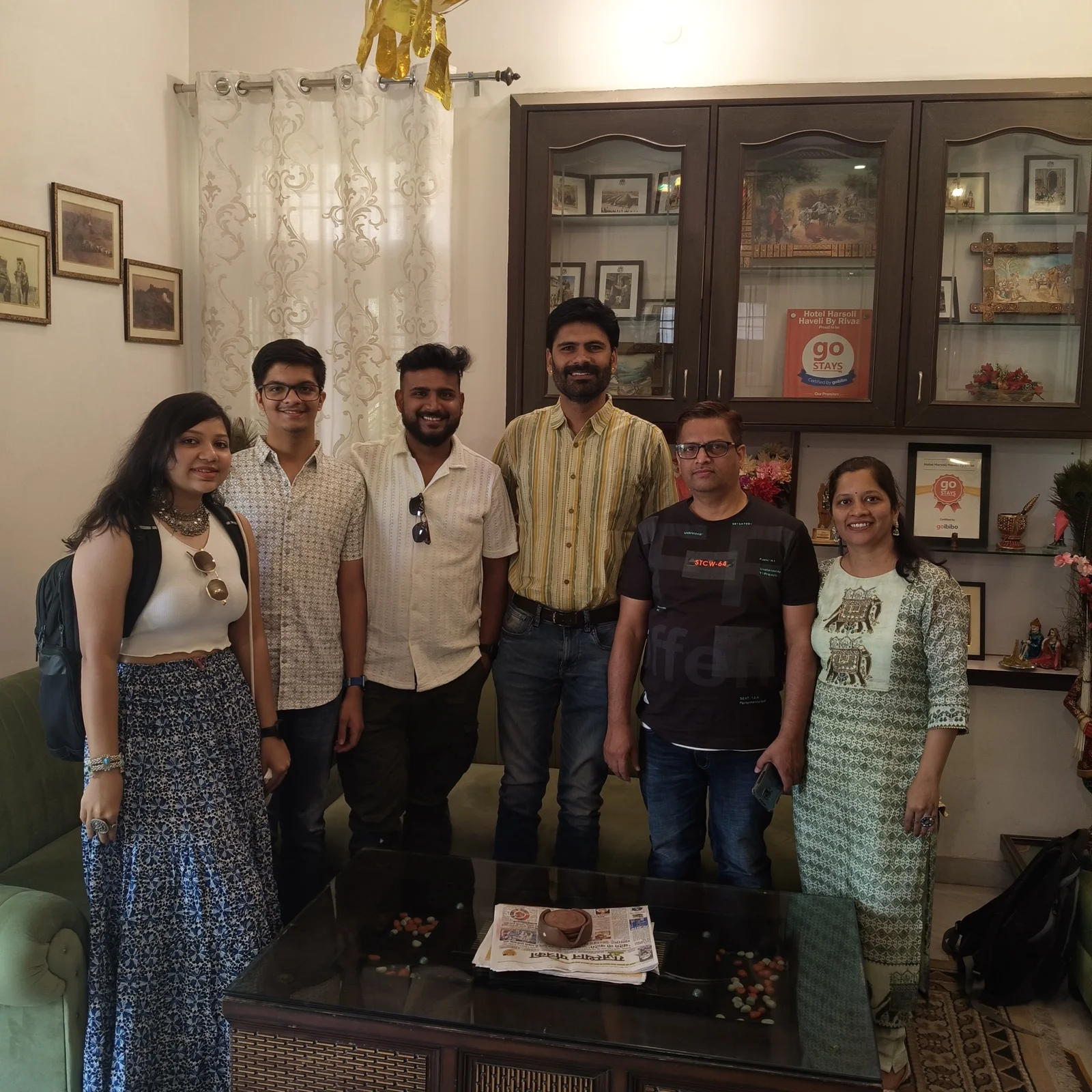 Guests staying with hosts at heritage haveli in Rajasthan