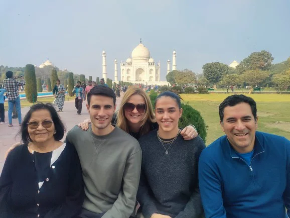 Multi-generational family at Taj Mahal