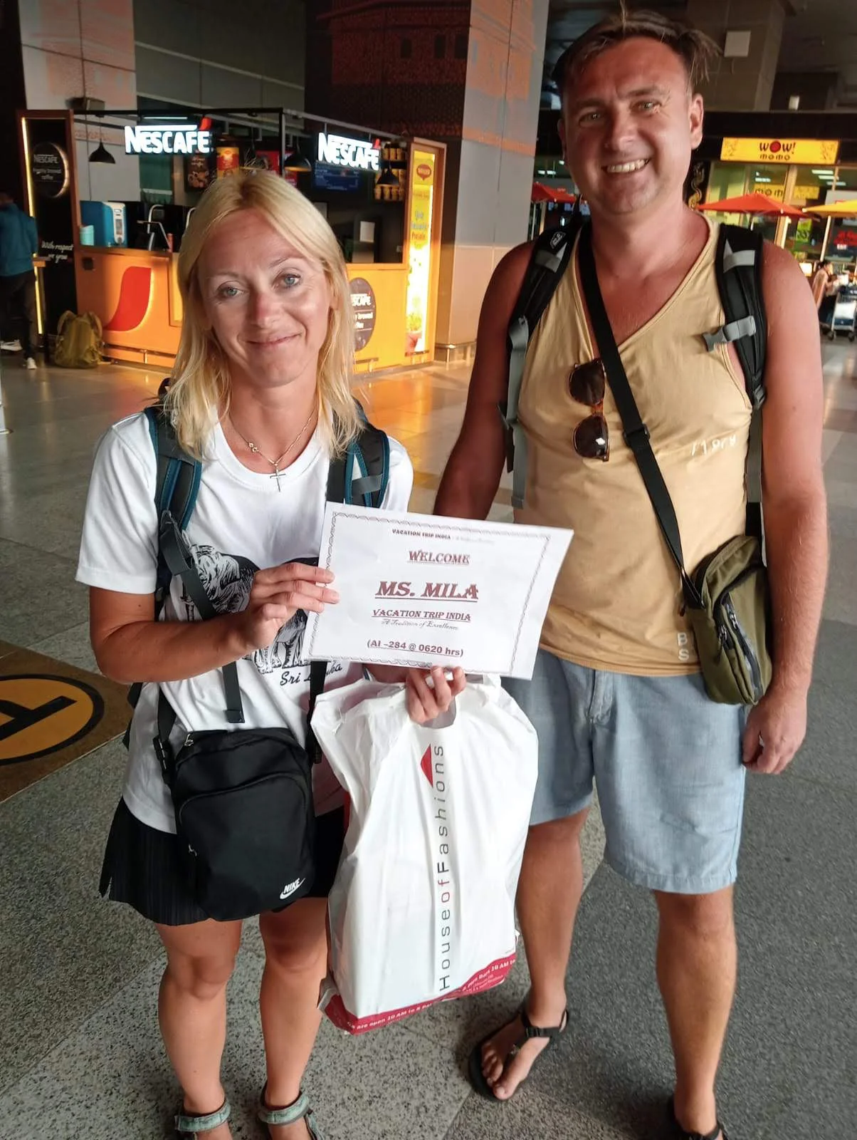 Mila and Alex airport welcome